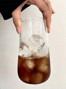 550ml 潮流时尚透明玻璃杯耐高温，适用于冰咖啡/果汁/冷饮，1 件