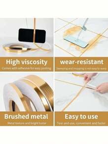 1 Roll Kitchen Caulk Strip, Self-Adhesive Anti-Mold & Oil Filler For Living Room Floor Tiles, Jewelry Box Decal, Waterproof Floor & Wall Edge Sealant Tape, Home Decor, Self-Stick Tile Caulk, 50m - Multicolor - View 6