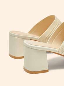 CUCCOO BASICS Summer Fashion Simple Solid Color High Heel Sandals - Beige - View 6