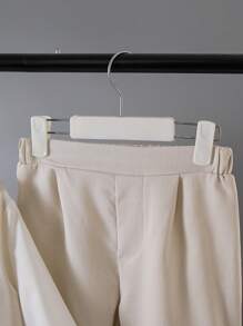 SHEIN 3 件套年轻男孩绅士装 - 正面纽扣背心、长袖衬衫、裤子套装 - 卡其色 - 查看 7