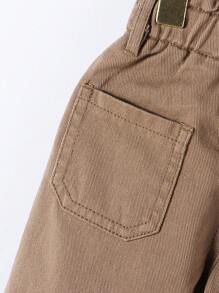 复古可爱绽放腰部宽松休闲女宝宝牛仔阔腿裤 - 摩卡棕 - 查看 5