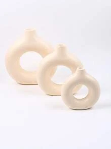 SHEIN 1pc Donut Shaped Vase | Minimalist Nordic Style Resin Crafts Flower Vase