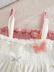Cozy Pixies 4 件套女婴纯色蝴蝶结装饰吊带背心和松紧腰裤套装