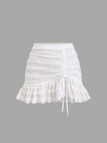 Sweetra French Ballet Style Solid Color Versatile Flared Mini Skirt, Gentle Sweet Flattering Playful Korean Vogue - White - View 1