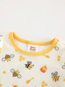 Cozy Pixies Conjunto de Pijama com 2 Peças para Bebê Menino, Top de Manga Curta com Gola Redonda e Costuras Macias com Estampa de Animal em Malha Ajustada e Shorts de Cintura Elástica