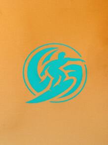 Manfinity Swimmode Men's Gradient Letter Print Raglan Sleeve Hoodie Surfing T-Shirt - Multicolor - View 4