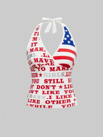 ROMWE Avant Débardeur graphique sans manches pour femmes, motif Y2K, musique, festival, Harajuku, Millennium