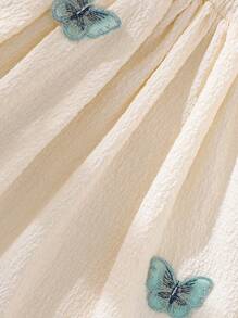 SHEIN Vintaside Kids 2 件套，女婴春夏休闲蝴蝶刺绣无袖上衣和纯色裤子 - 綠色 - 查看 3