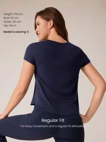 GLOWMODE 美利奴羊毛保暖舒适 V 领基本款短袖 T 恤日常休闲 - Dark Blue - 查看 5