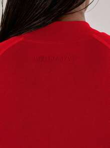 Musera Sport 缝线拉链细节短款长袖运动夹克上衣，适合板式网球、网球、匹克球、健身房、秋季瑜伽、普拉提、日常休闲等运动。 - 紅色 - 查看 5