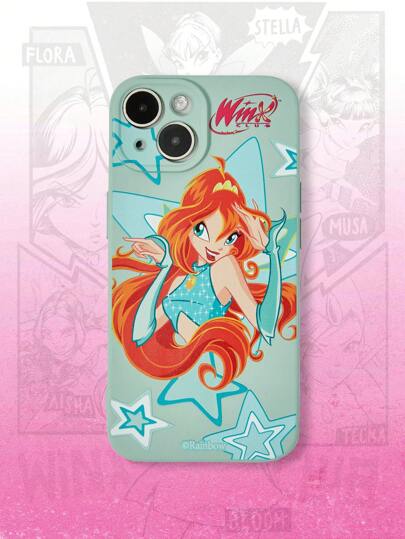 Winx Club X ROMWE 1pc Light Blue Figure Graphic Phone Case