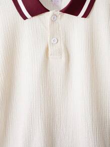 SHEIN Mirajuku 2pcs Tween Boys Sets: Short Sleeve Top And Shorts - Burgundy - View 5