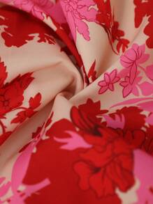 SHEIN Clasi Casual Women's Ruffled Hem Printed Blouse - Multicolor - View 3