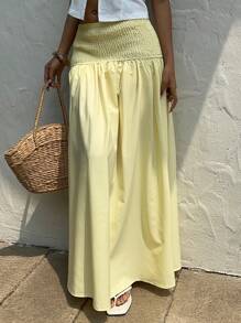 SHEIN EZwear Women's Leisure Knotted Waist Skirt - Yellow - View 5