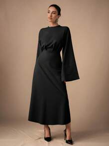 EURMUSE Beige Long Pleated Style Pants, Fashionable For Summer - Black - View 3