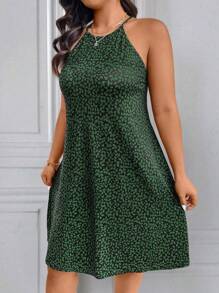 SHEIN LUNE Abito casual estivo a fantasia tutto-su con scollo ad aletta, per taglie forti