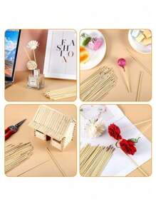 SHEIN 50pcs/100pcs Dowel Rods Wooden Sticks For Crafts And DIY Projects Unfinished Bamboo Wood Craft Sticks Pre Cut Wooden Dowel Rods For Handmade Photography Props