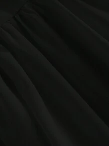 SHEIN MOD 大码黑色超长蕾丝荷叶边维多利亚复古超长连衣裙、派对礼服、舞会礼服，工艺精湛 - 黑色 - 查看 4