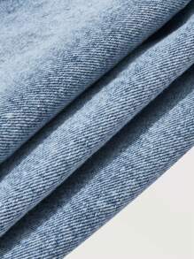 女孩年轻女孩闪亮破洞松紧腰牛仔喇叭裤，休闲，时尚，适合度假和街头装，夏季 - 中等水洗藍 - 查看 9