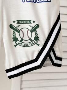 SHEIN Playful Pals 2 件套 婴儿/幼儿男孩休闲运动简约百搭字母和数字印花 V 领无袖上衣和短裤套装