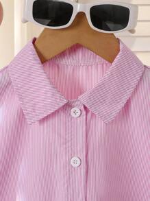 年轻女孩运动衫衬衫夹克，新款春秋时尚儿童服装，粉色衬衫儿童 T 恤 - 粉色 - 查看 4