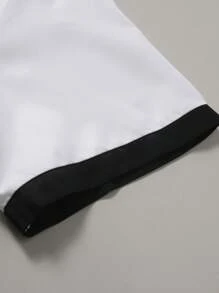 Manfinity Homme 1pc Unisex  White Chef Jacket, Single Breasted, Short Sleeve, Comfortable, Breathable, Ideal For Kitchen, Baking, Restaurant, Hotel Work,Men's Simple Fashionable Chef Shirt, Suitable For Summer Men Short Sleeve Button - White - View 5