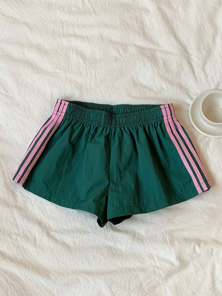 Comfortcana Women Side Stripe Elastic Waist Casual Loose Shorts