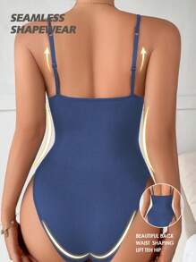 Snug Zone 1 pieza Camiseta sin costuras casual de mujer de unicolor - Azul Marino - Ver 2