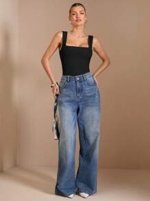 SHEIN BAE Trang phục dự tiệc nghỉ dưỡng thanh lịch dành cho nữ - Cổ khoét sâu, áo liền quần thắt nơ hở lưng, thích hợp cho những buổi hẹn hò lãng mạn, tụ tập bạn gái, hoạt động nghỉ dưỡng, tiệc cocktail - màu đen - Xem 5