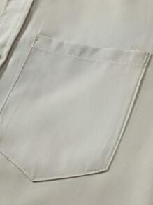 Manfinity Homme Men's Solid Color Single Breasted Pocket Casual Short Sleeve Shirt (With Print Pattern) Men Dress Shirts Short Men Clothes Men Shirts Men Short Sleeve Dress Shirt Shirts For Guys - Champagne - View 6