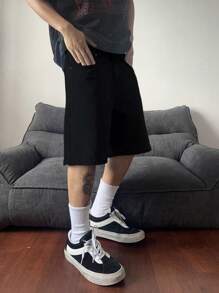 Claim Dot Herren lässige, weite Jeans-Shorts mit Taschen