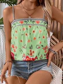 Breezaya Women's Casual Vacation Positioning Printed Tank Top Graphic Tees Women Tops - Green - View 4