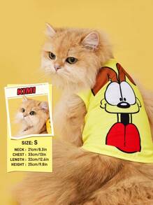 GARFIELD | SHEIN 1pc Cute Cartoon Dog Print Pet Tank, For Cats, Dogs, Extra Small, Plus Size - Yellow - View 3