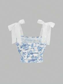 SHEIN Girlism 2 件 Tween Girl 休闲简约套装：舒适吊带背心和迷你裙