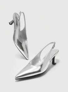 CUCCOO BIZCHIC 女士性感露背银色细高跟鞋 - 銀色 - 查看 6