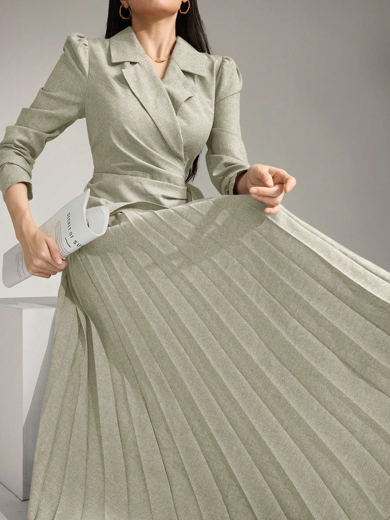 Heiryn فستان نسائي طويل أحادي اللون ، موضة أنيقة و...