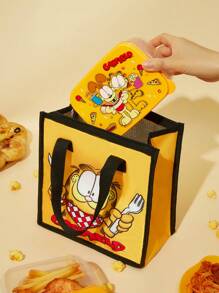 GARFIELD X SHEIN Cartoon Cat Printed Insulated Lunch Bag, Picnic Cooler Bag, Large Capacity For Storing Lunch Boxes, Beverages, Etc.