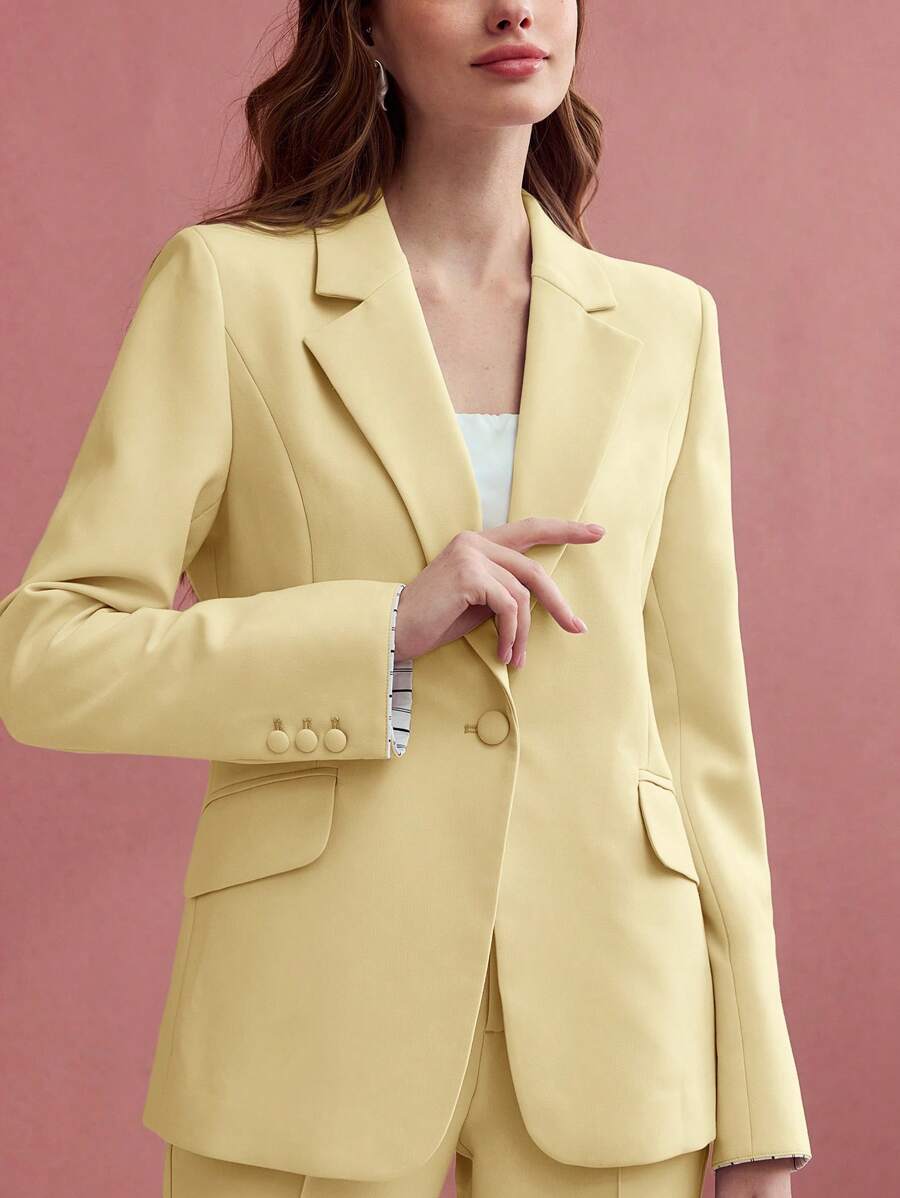 MOTF PREMIUM BLAZER DE BOTÃO ÚNICO COM ESTAMPA LISTRADA