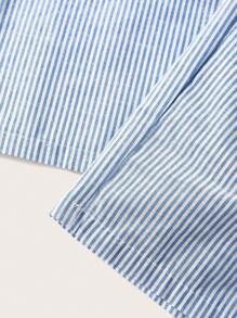 SHEIN EZwear Plus Size Spring Blue Striped Jumpsuit - Baby Blue - View 4