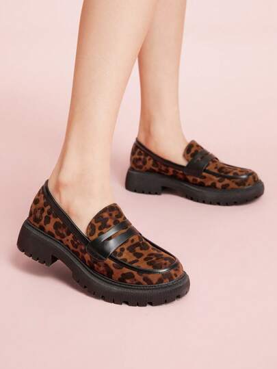 CUCCOO DOLLMOD Mujer Cómodo Puntera Redondeada Marrón Moda Cuña y Plataforma Mocasines