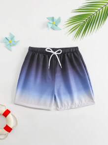 Young Boy Gradient Colors Woven Beach Shorts - Multicolor - View 1