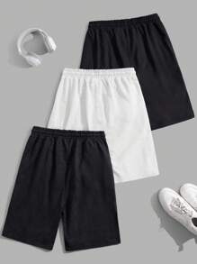 RueChic 3 pièces Shorts réguliers avec cordon de serrage et patch en coton pour hommes