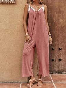 SHEIN Clasi 大码纯色休闲连体裤 - 粉色 - 查看 8