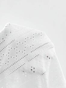 SHEIN Clasi Women Elegant White Short Sleeve Cropped Jacket Concert Women Boho Women White Crop Top Summer For Women Easter White Top Vacation Women Beach Jacket For Woman In Fall/Winter - White - View 7