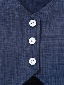 Souflis Souflis Baby Boy Elegant Vintage Style Shirt With Bowtie + Jacquard Blue Suspender Shorts, Gentleman Outfit Suitable For Holiday And Formal Occasions - Royal Blue - View 6