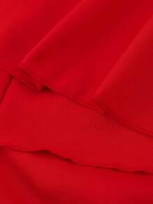 Teen Girls' Solid Color Ruffle Hem Jumpsuit - Red - View 7