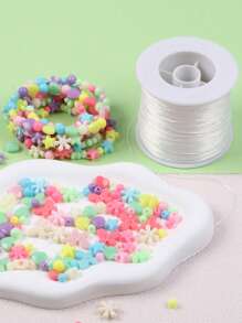 SHEIN 1 Set(100g)/2 Set(200g)/5 Set (500g ) Randomly Mixed Colored Five Pointed Star Small Flower Butterfly Heart-Shaped Beads, With Pre Drilled DIY Jewelry Manufacturing Material Package Set, Used For DIY Bracelets, Phone Chains, Bag Chains, Handmade Jewelry Manufacturing Equipment (Including Elastic Rope)