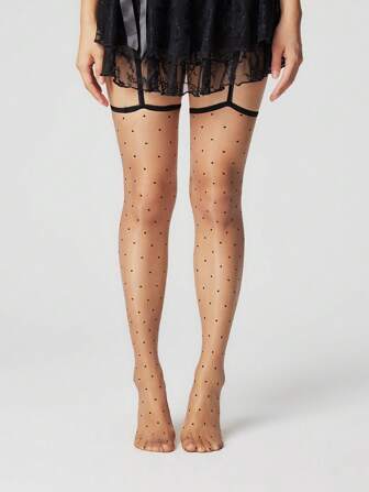 Kawaii 1 Paar Damen Strumpfhosen, ganzjahrestauglich, mit Pünktchen-Muster, glänzend in Fuchsienfarbe