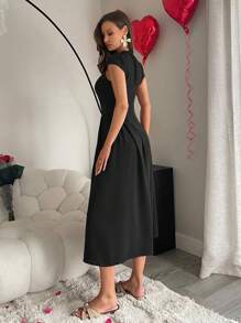 Siren Gaze Vestido largo envolvente fruncido de unicolor para mujer, elegante