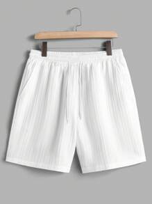 Manfinity Homme 男士纯色短袖衬衫短裤套装，夏季极简时尚设计师基础款，柔软舒适，度假、街头、日常休闲的完美选择，宽松版型，情侣聚会的理想之选，送给老公、男朋友、女朋友、爸爸的贴心礼物，适合户外旅行，非常适合婚礼派对，INS百搭单品，春夏聚会必备，融合成熟、稳重、睿智的时尚风格，尤其适合中青年成功人士。，温馨穿搭 - 白色 - 查看 8